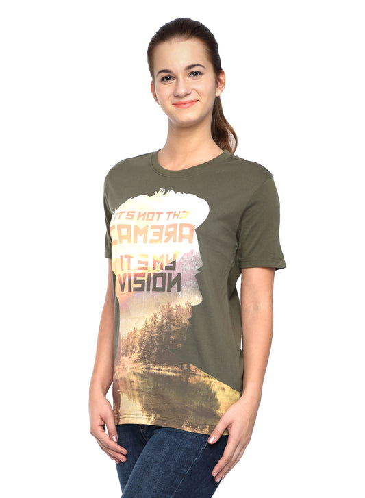 Wolfpack Women Green Printed T-Shirt Wolfpack