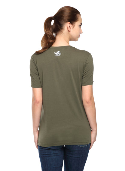 Wolfpack Women Green Printed T-Shirt Wolfpack