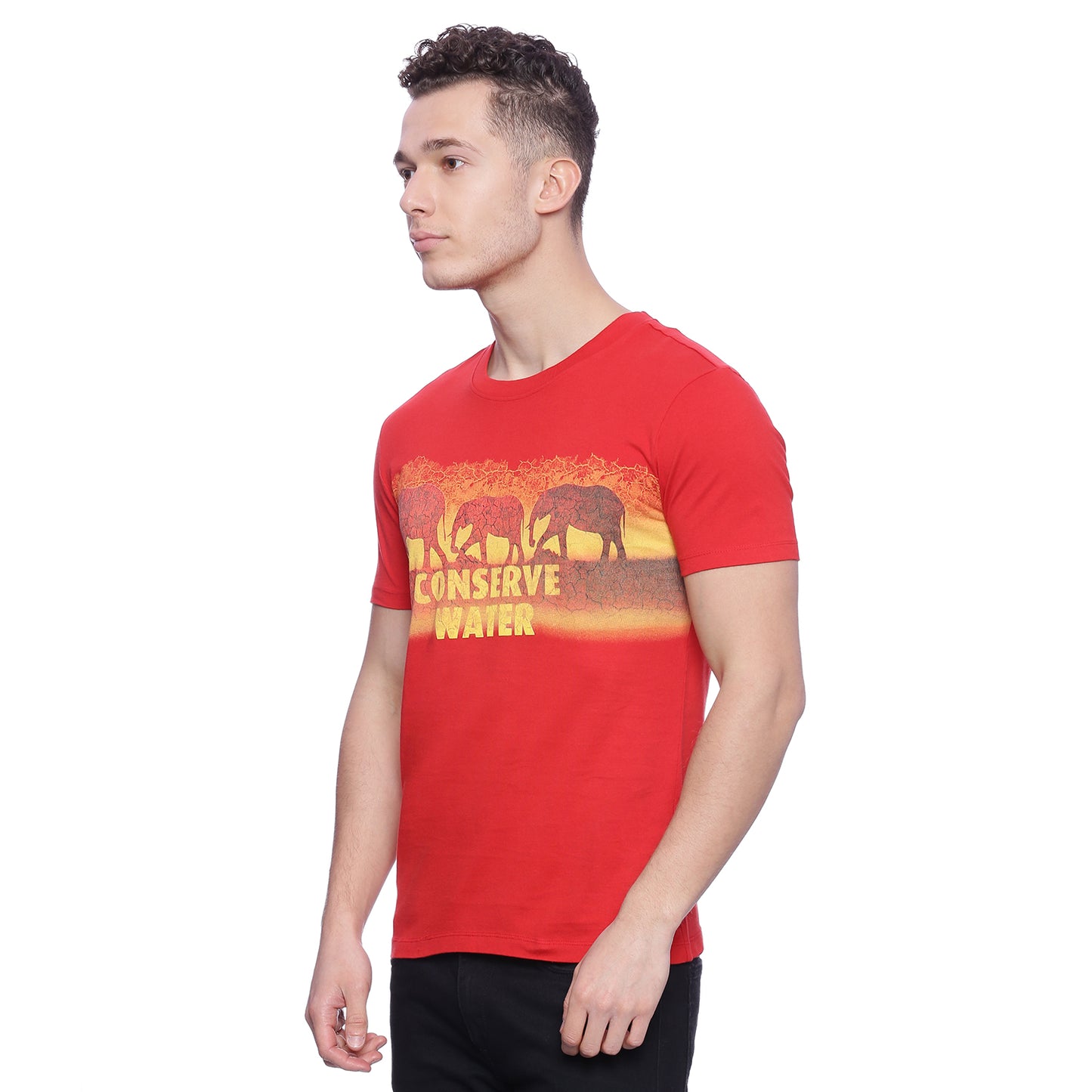 Wolfpack Men Red Printed Round Neck T-Shirt Wolfpack