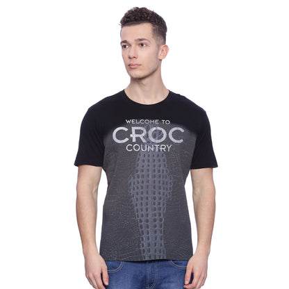 Wolfpack Men Croc Printed Black T-Shirt Wolfpack