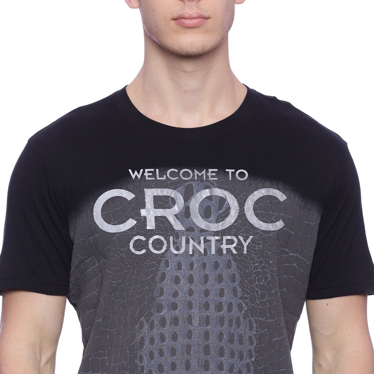 Wolfpack Men Croc Printed Black T-Shirt Wolfpack