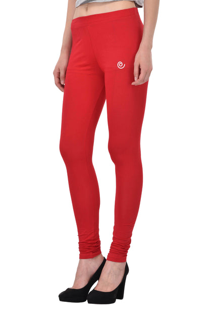 Diti Red Cotton Leggings for Women Diti