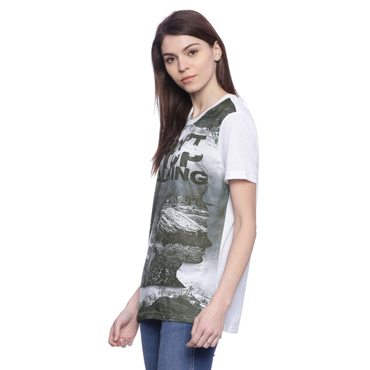 Wolfpack Women White Printed T-Shirt Wolfpack