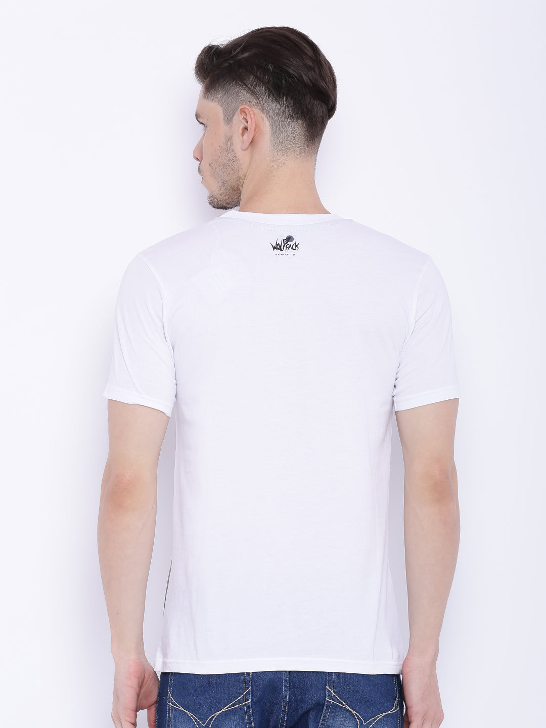 Wolfpack Men White Printed Round Neck T-Shirt Wolfpack