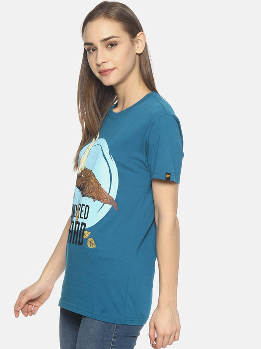 Wolfpack Women Blue Printed T-Shirt Wolfpack