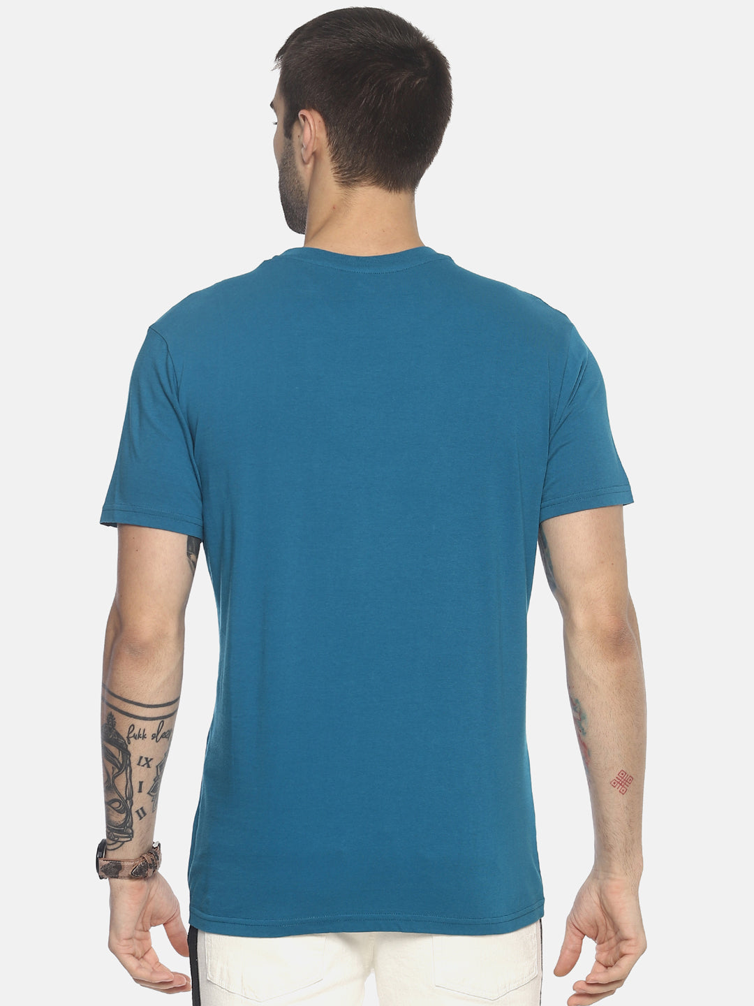 Wolfpack Men Blue With Green Tinge Printed T-Shirt Wolfpack