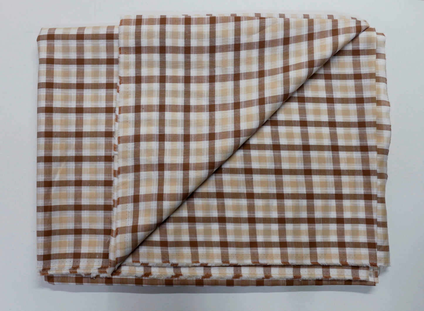 Beige Yarn Dyed Checks Cotton Linen Unstitched Men's Shirt Piece (Width 58 Inch | 1.60 Meters) Crosscreek