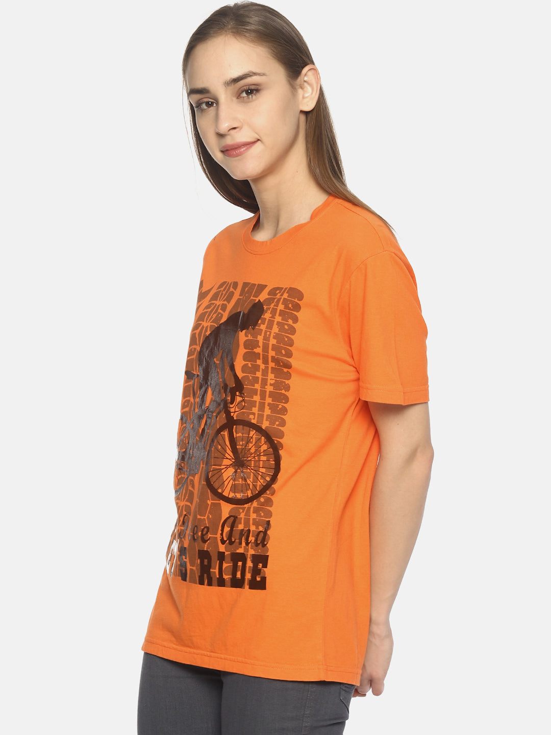 Wolfpack Women Orange Printed T-Shirt Wolfpack