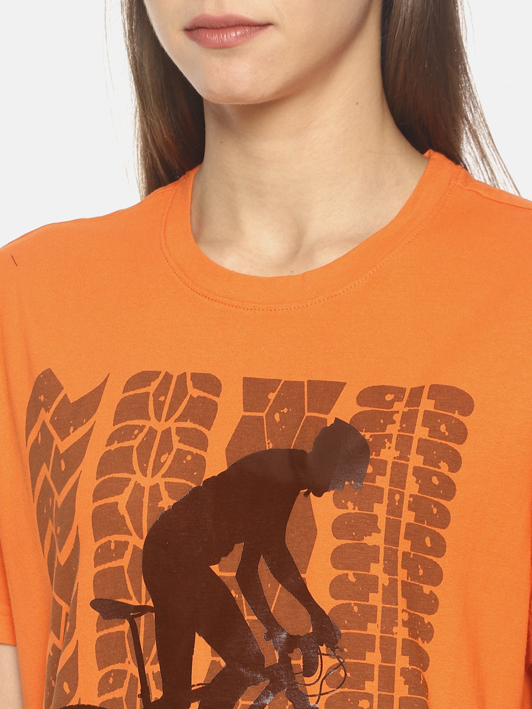 Wolfpack Women Orange Printed T-Shirt Wolfpack