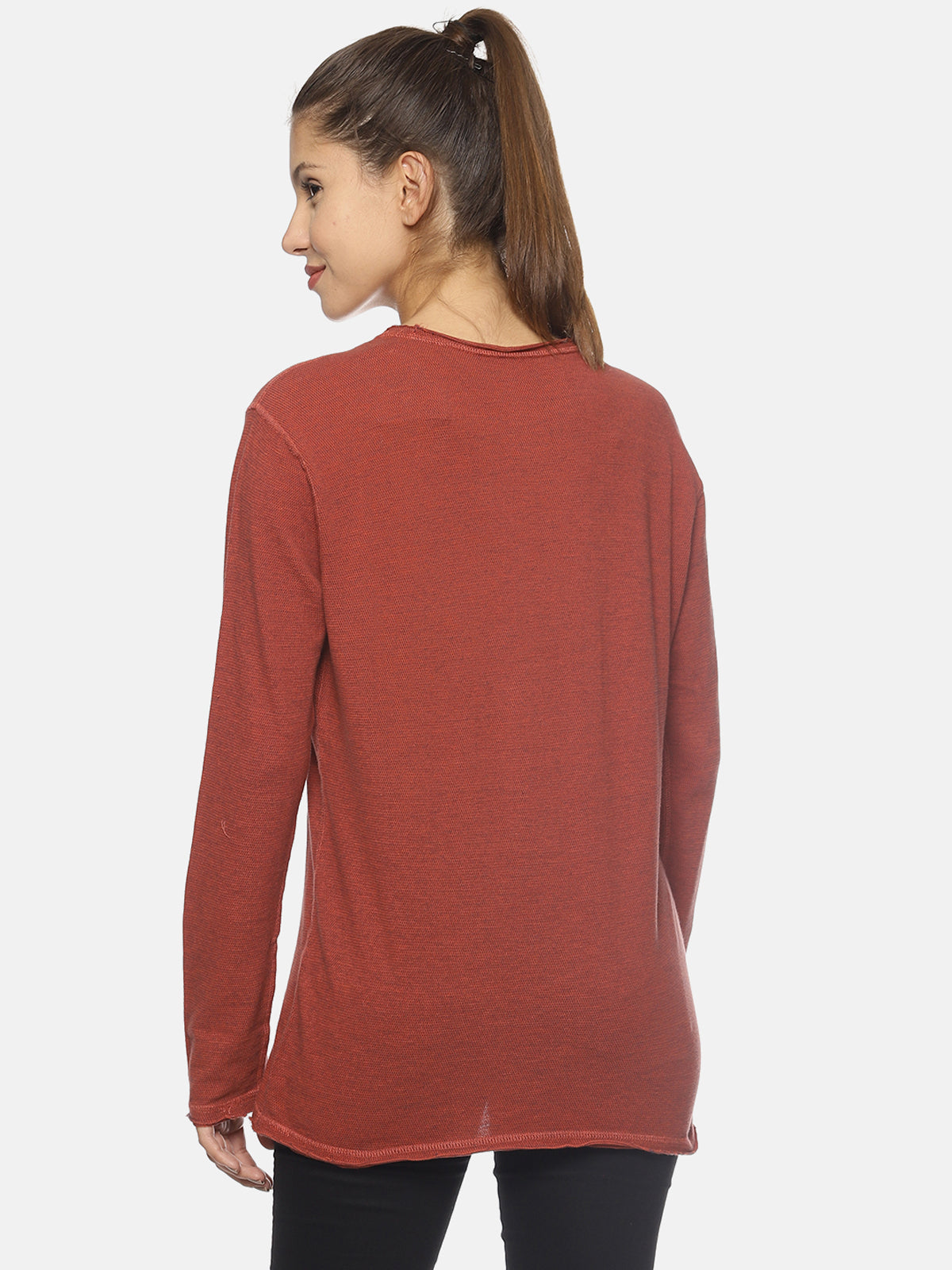 Wolfpack Women Dark Red Reversible Full Sleeves T-Shirt Wolfpack