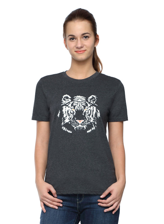 Wolfpack Women Dark Grey Printed T-Shirt Wolfpack