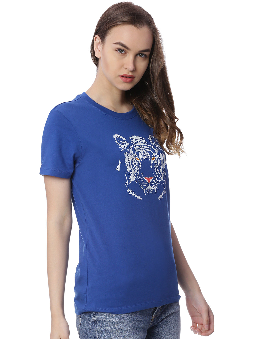 Wolfpack Women Royal Blue Printed T-Shirt Wolfpack