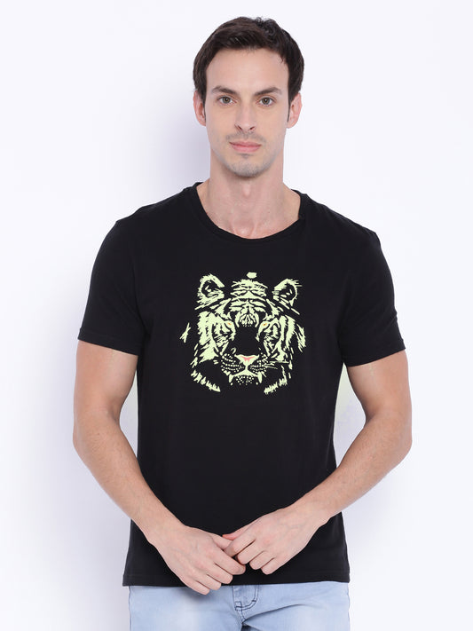 Wolfpack Men Black Printed T-Shirt Wolfpack