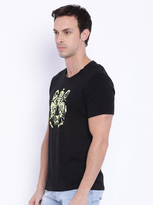 Wolfpack Men Black Printed T-Shirt Wolfpack