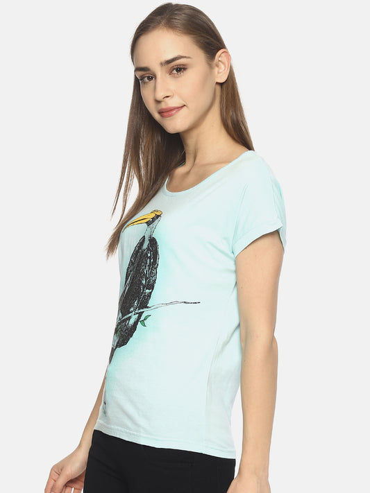 Wolfpack Women Mint Printed T-Shirt Wolfpack