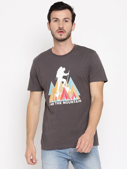 I Am Mountain Dark Grey Printed Men T-Shirt Wolfpack