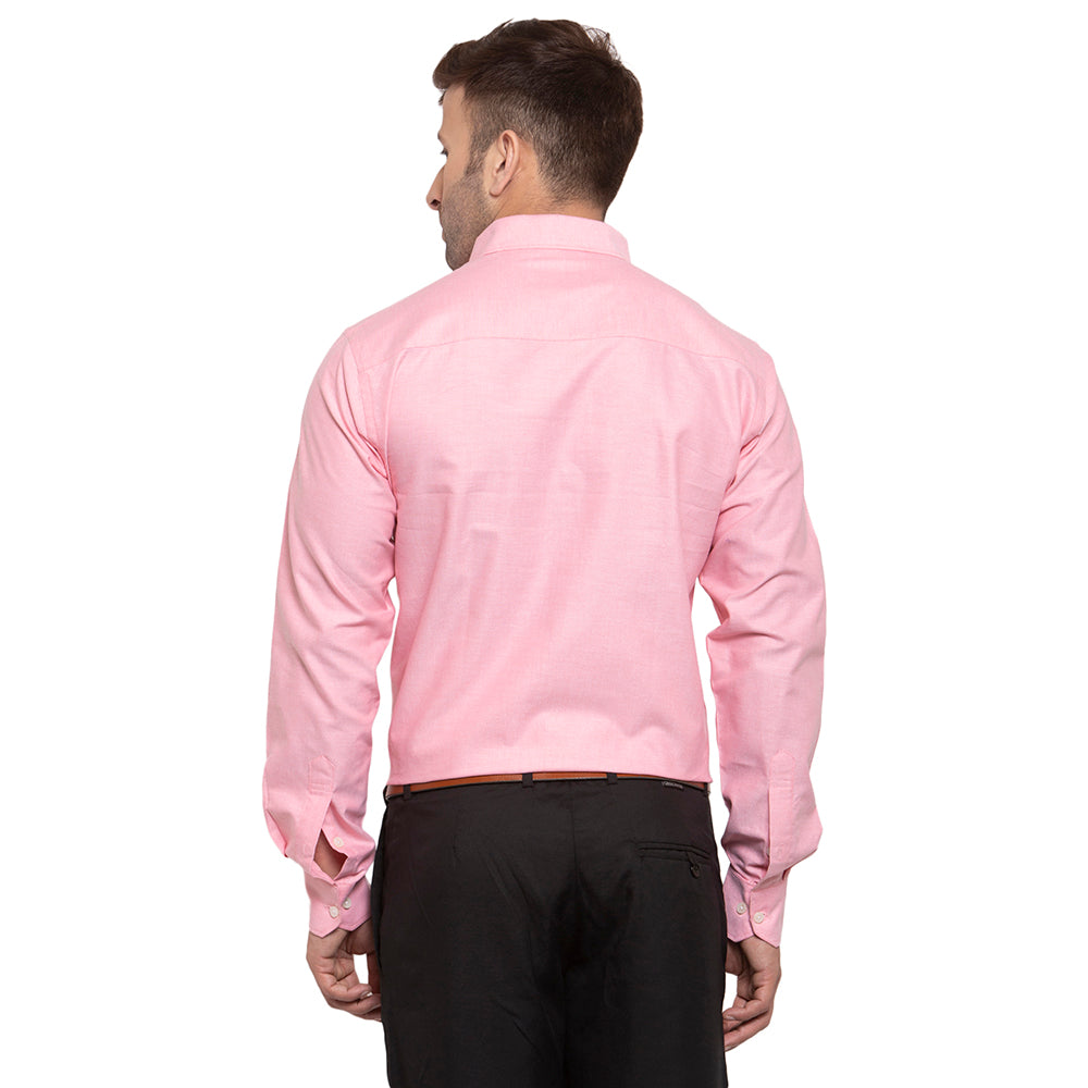Copperline Men Pink Solid Slim Fit Formal Shirt Copperline