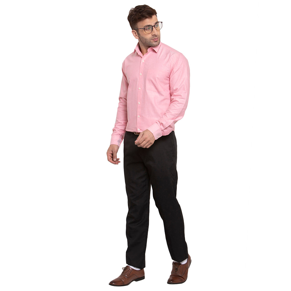 Copperline Men Pink Solid Slim Fit Formal Shirt Copperline