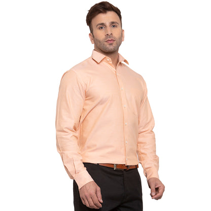 Copperline Men Orange Solid Slim Fit Formal Shirt Copperline
