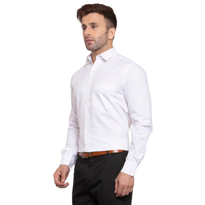 Copperline Men Off White Solid Slim Fit Formal Shit Copperline