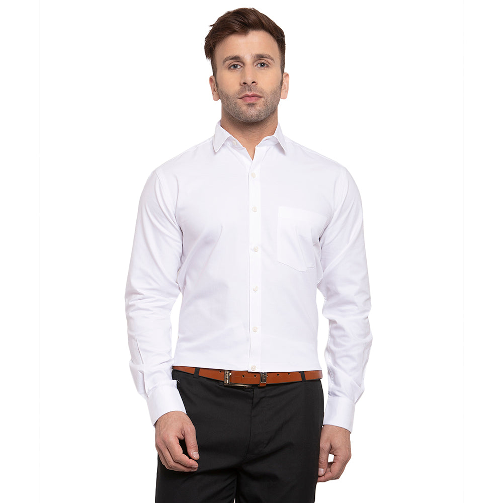 Copperline Men Off White Solid Slim Fit Formal Shit Copperline