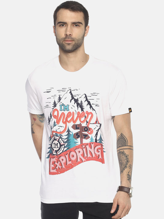 Wolfpack Men White Printed T-Shirt Wolfpack