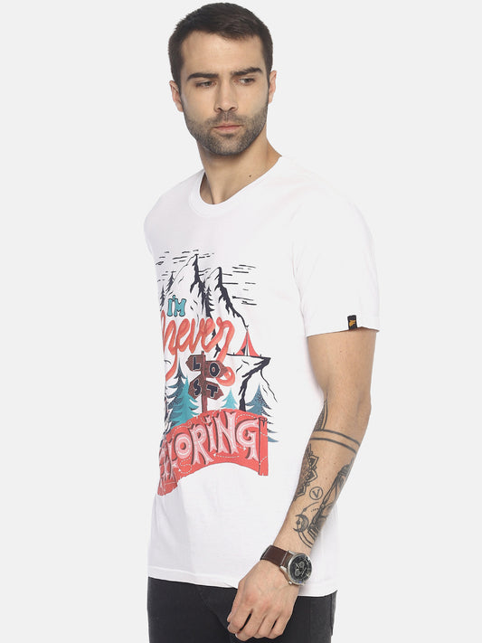 Wolfpack Men White Printed T-Shirt Wolfpack