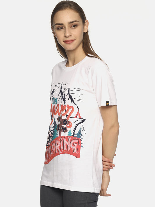 Wolfpack Women White Printed Exploring T-Shirt Wolfpack