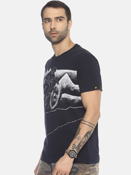 Wolfpack Men Navy Blue Printed T-Shirt Wolfpack