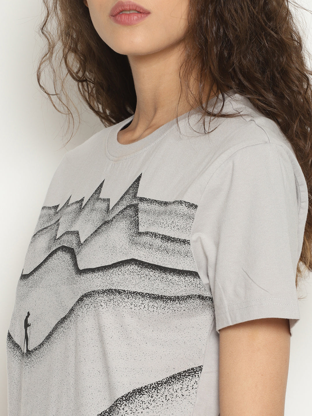 Wolfpack Women Light Grey Printed T-Shirt Wolfpack