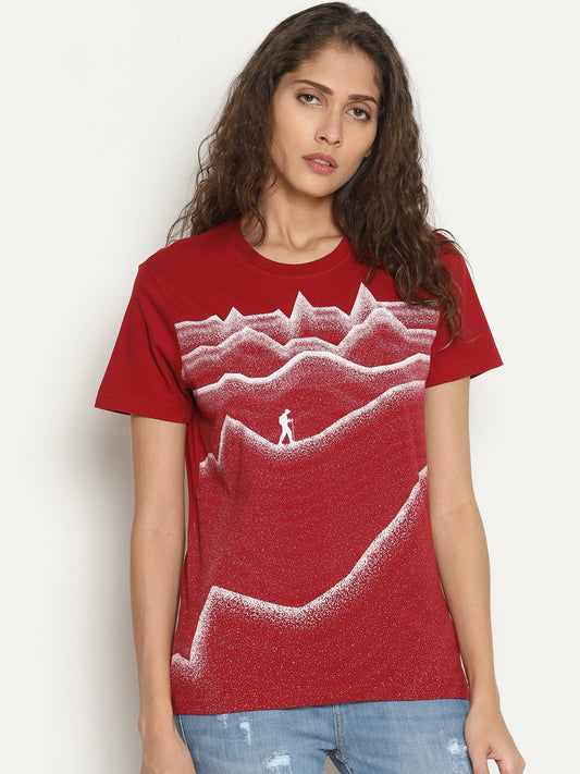 Wolfpack Women Red Printed T-Shirt Wolfpack