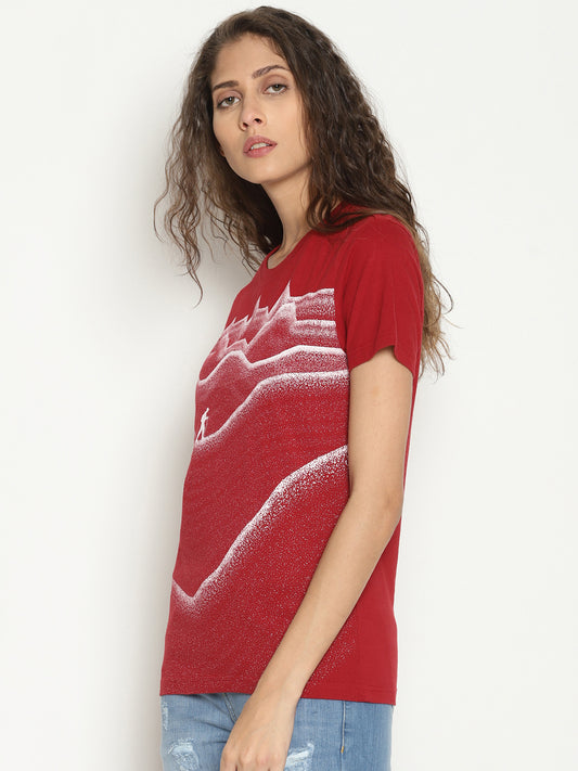 Wolfpack Women Red Printed T-Shirt Wolfpack