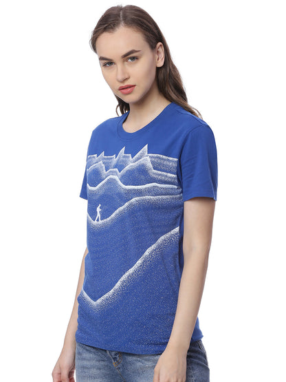 Wolfpack Women Royal Blue Printed T-Shirt Wolfpack