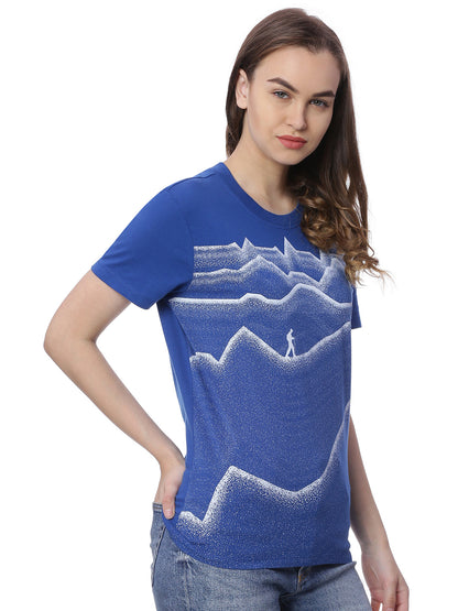 Wolfpack Women Royal Blue Printed T-Shirt Wolfpack