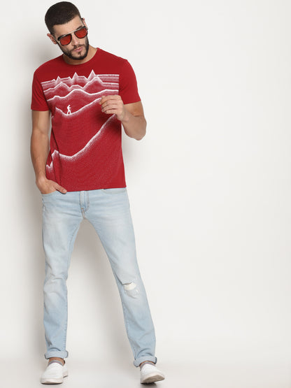 Wolfpack Men Red Printed T-Shirt Wolfpack