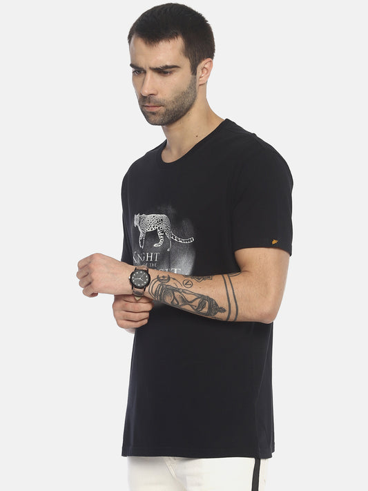 Wolfpack Men Black Printed T-Shirt Wolfpack