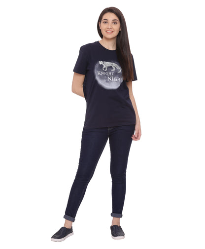 Wolfpack Women Navy Blue Printed T-Shirt Wolfpack