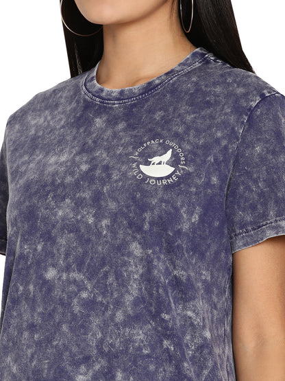 Wolfpack Lava Dye Ball Wash Navy Blue Women T-Shirt Wolfpack