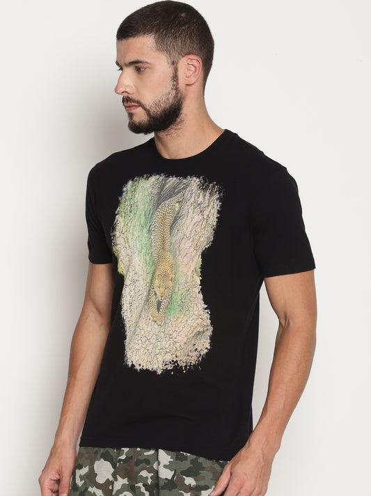 Wolfpack Men Black Printed T-Shirt Wolfpack