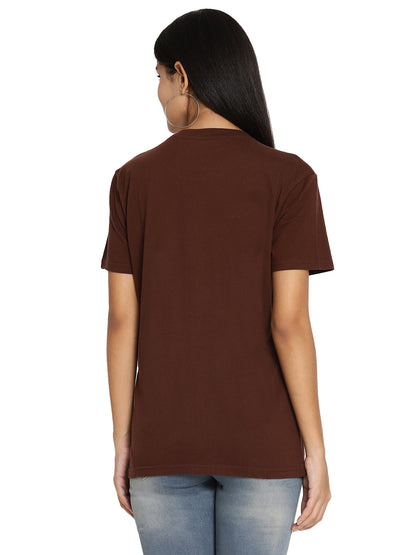 Wolfpack Leopard Eye Choco Brown Printed Women T-Shirt Wolfpack