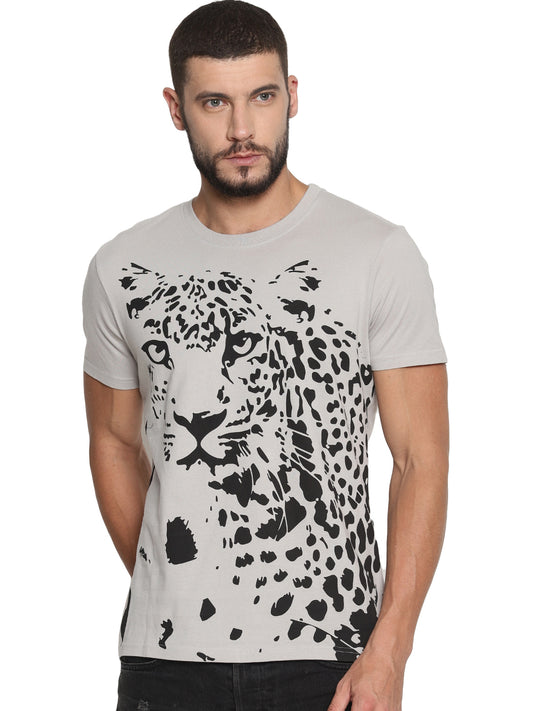 Wolfpack Men Light Grey Printed T-Shirt Wolfpack