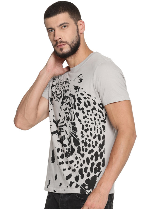 Wolfpack Men Light Grey Printed T-Shirt Wolfpack