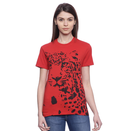 Wolfpack Women Red Printed T-Shirt Wolfpack