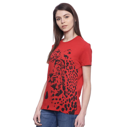 Wolfpack Women Red Printed T-Shirt Wolfpack