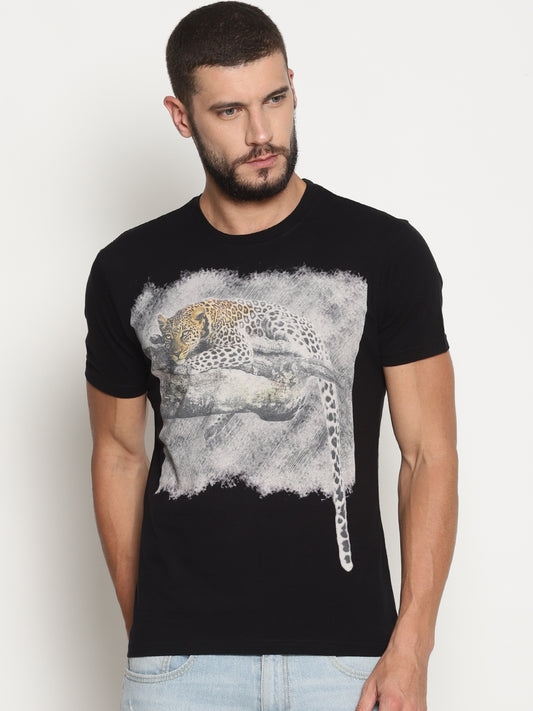 Wolfpack Men Black Printed T-Shirt Wolfpack