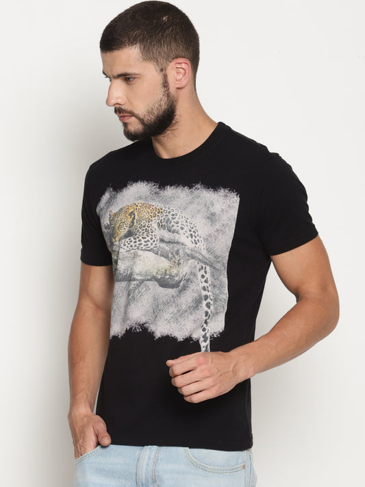 Wolfpack Men Black Printed T-Shirt Wolfpack