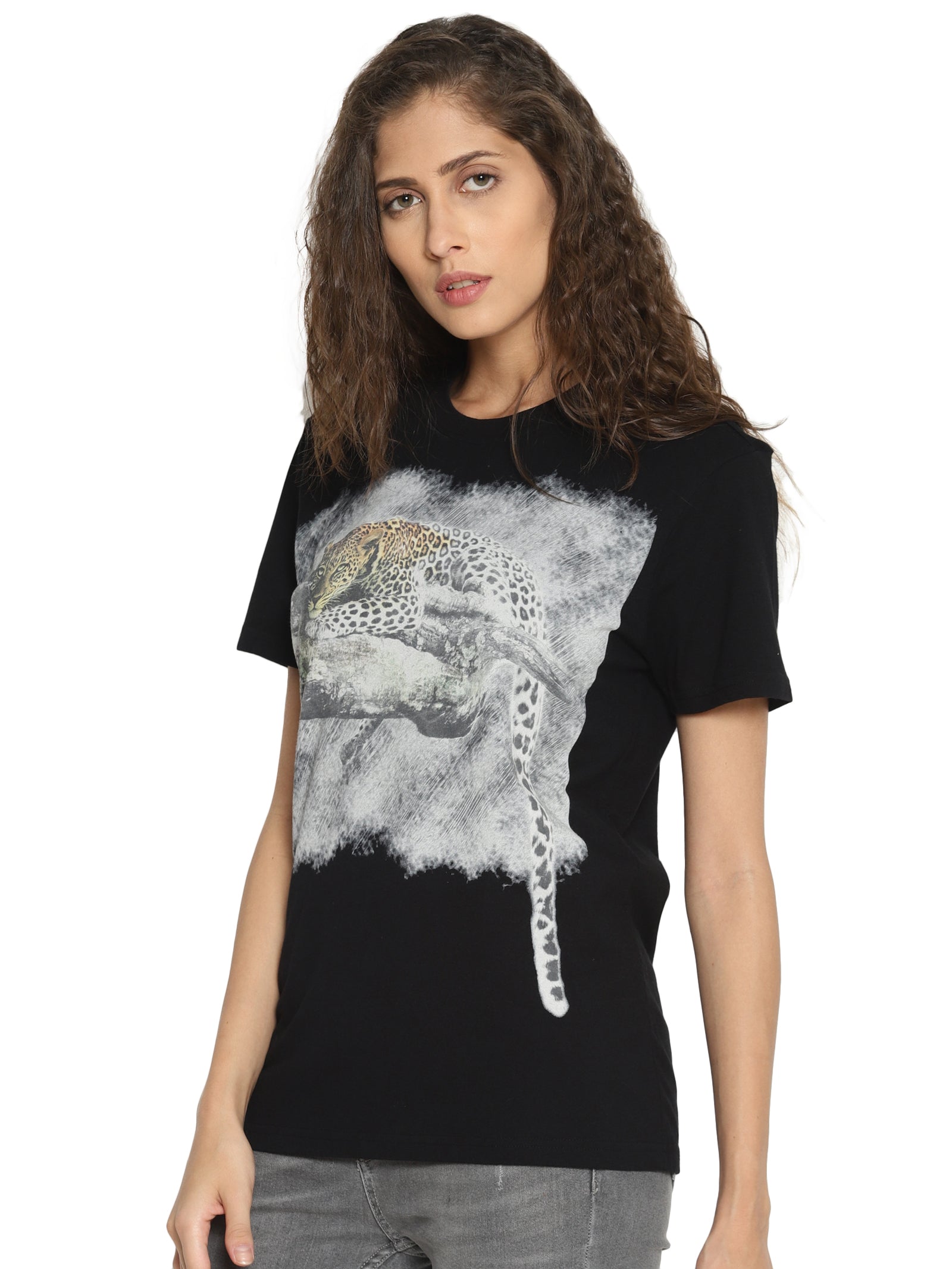 Wolfpack Women Black Printed T-Shirt Wolfpack