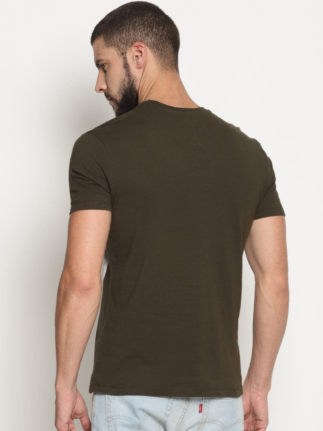 Wolfpack Men Olive Green Printed T-Shirt Wolfpack