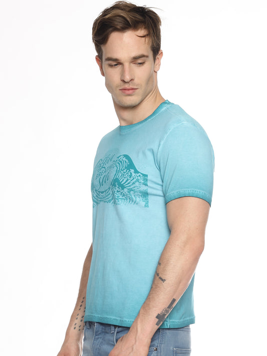 Wolfpack Men Light Blue Printed T-Shirt Wolfpack