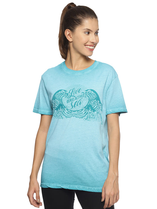 Wolfpack Women Blue Printed T-Shirt Wolfpack